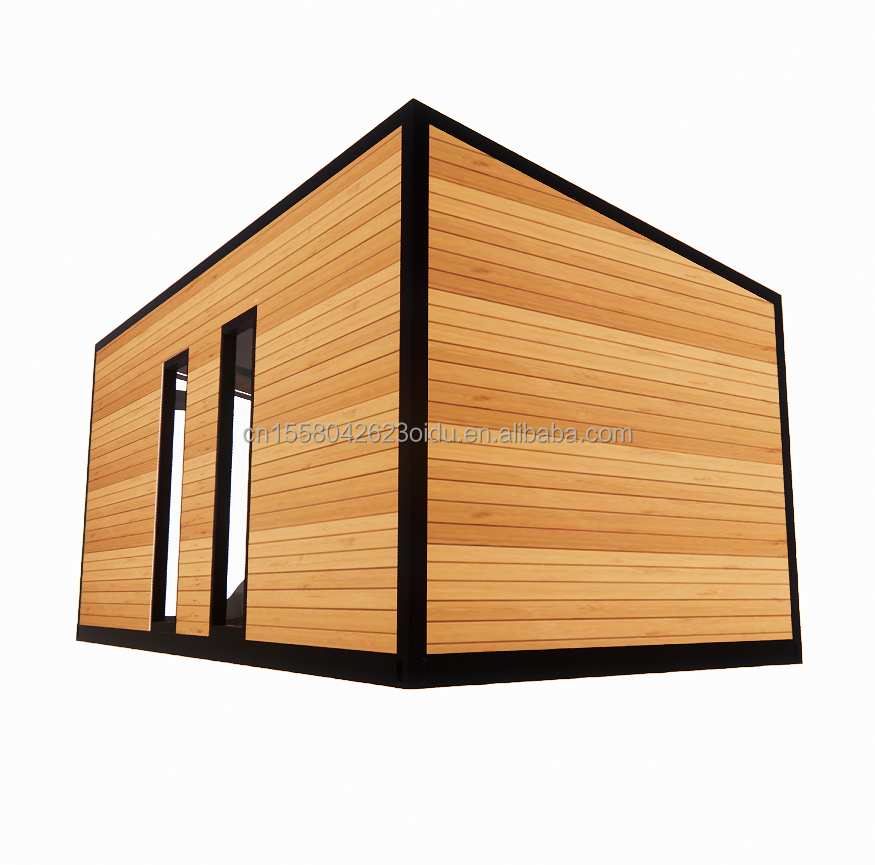 20 Feet Prefabricated Container House with Steel Frame Aluminum Alloy Windows Wooden Glass House and Galvanized Steel Bending