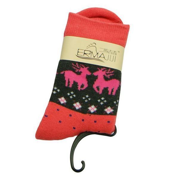 Supersoft breathable christmas deer patterned design cotton dress socks for