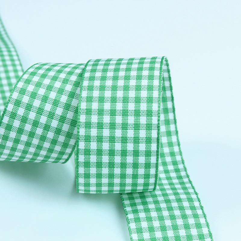 2.5cm Polyester Plaid Ribbon for Gift Packing and Chocolate Box Ribbon Bow Decoration