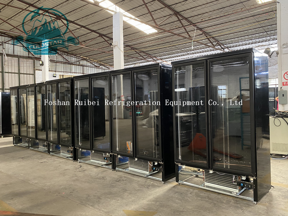 Commercial Double Door Freezer Glass Door Upright Ice Cream Freezer Showcase with CE