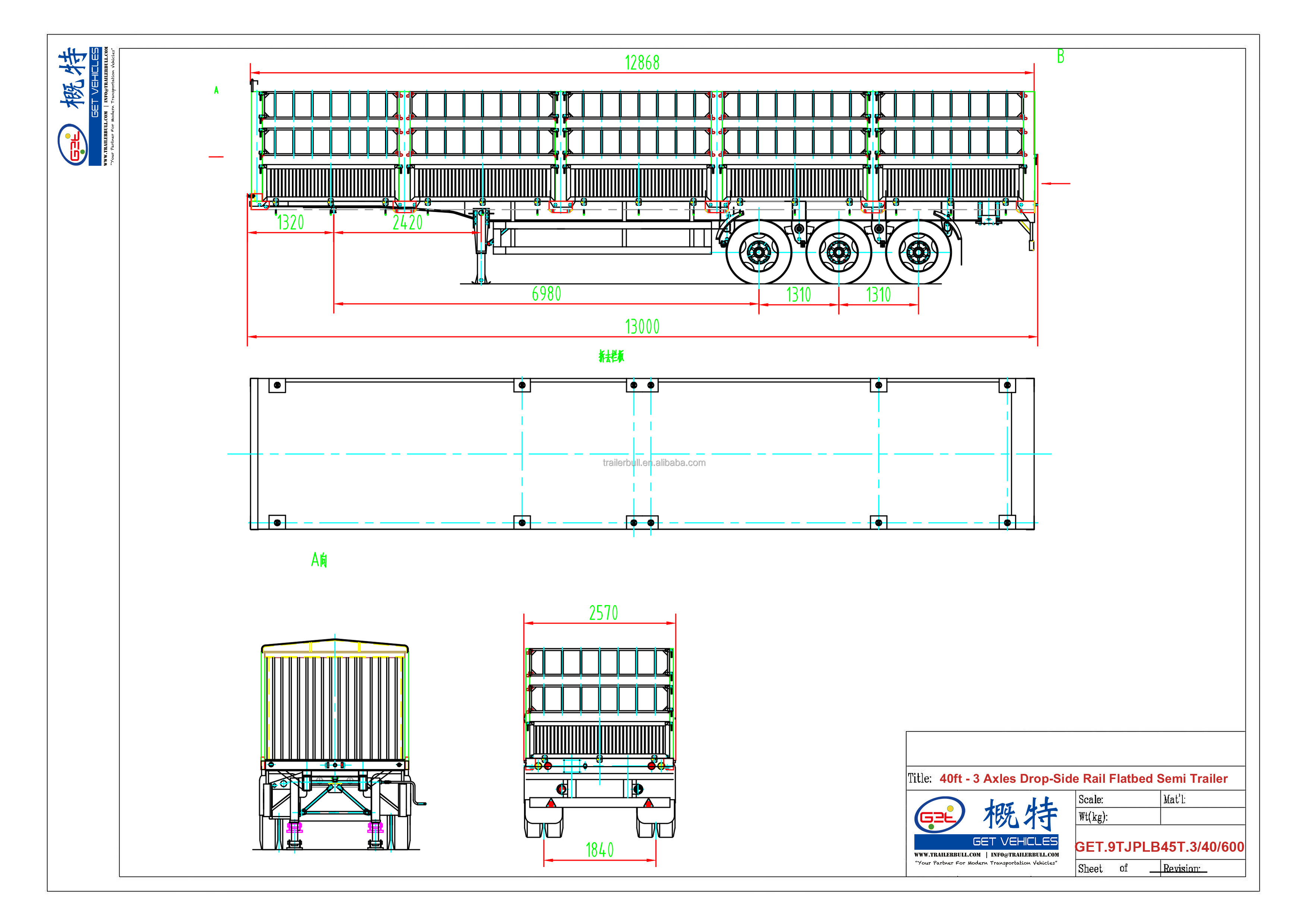 Special Design Side Rail and 2 Layer Fences Semi-Trailer for Light-Puffy Cargo Transport