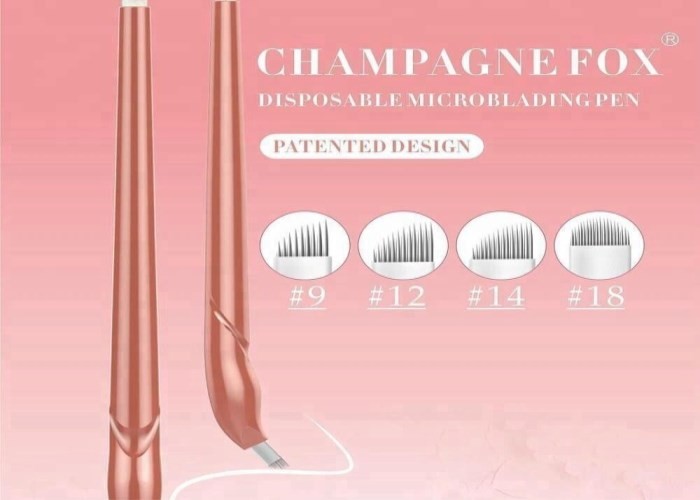 Lushcolor Champagne Disposable Microblading Pen With a Brush For Capturing Pigment Or Tattoo Ink
