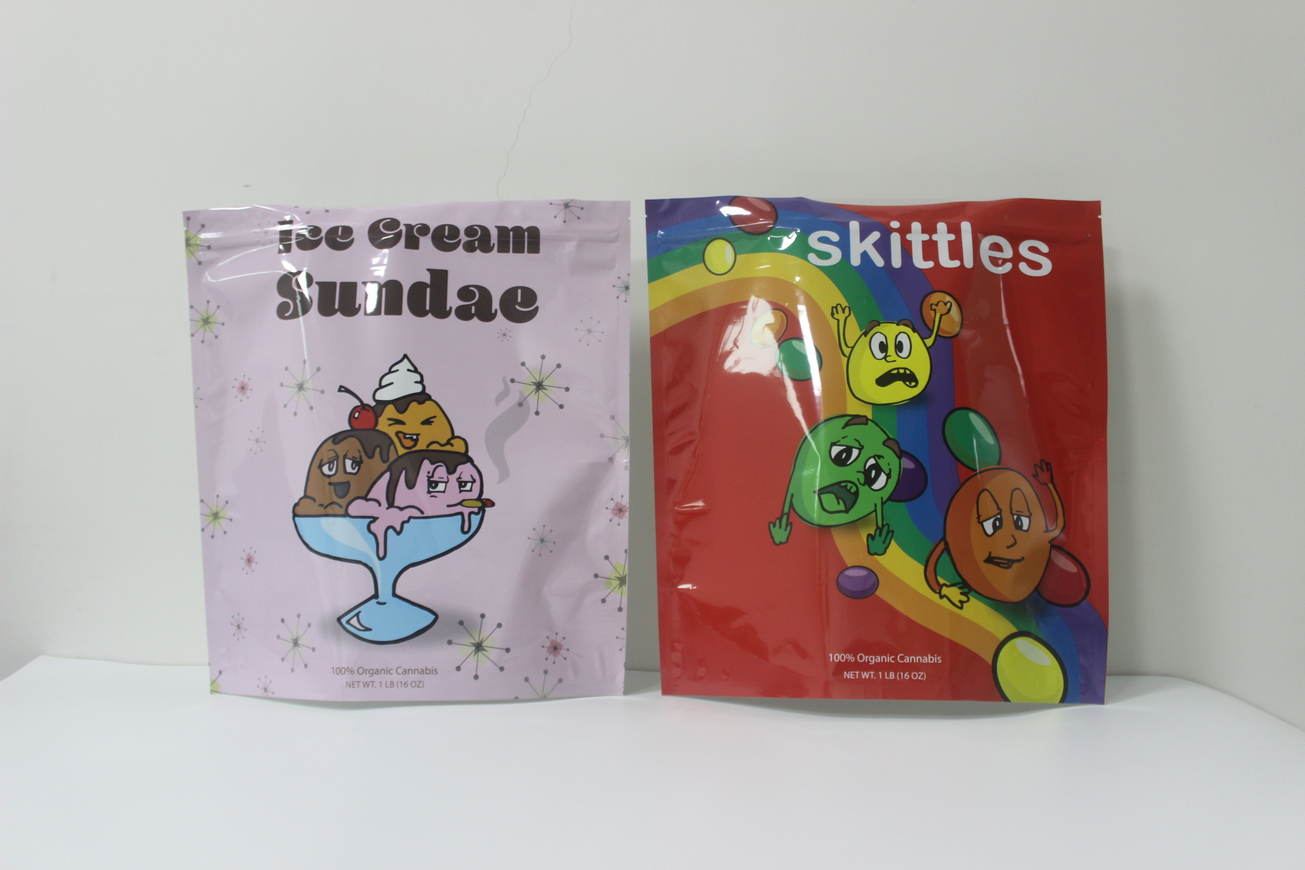 Glossy Finish Mylar weed Bags Small Stand Up Zipper Aluminum Foil Mylar Bags