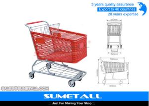  180L Plastic Shopping Trolley Supermarket Shopping Cart With TPR Wheels Manufactures