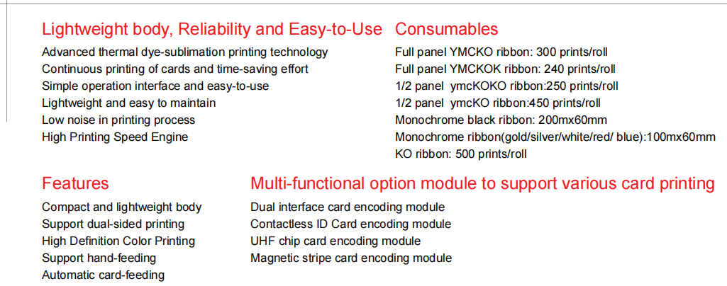 S20/S21/S22 Plastic / PVC ID Card Printer High Speed Double Or Single Side Printing