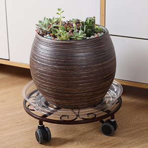 ISO9001 2008 Certified Metal Plant Caddy with Caster 11.8 Inches Plant Stand on Wheels