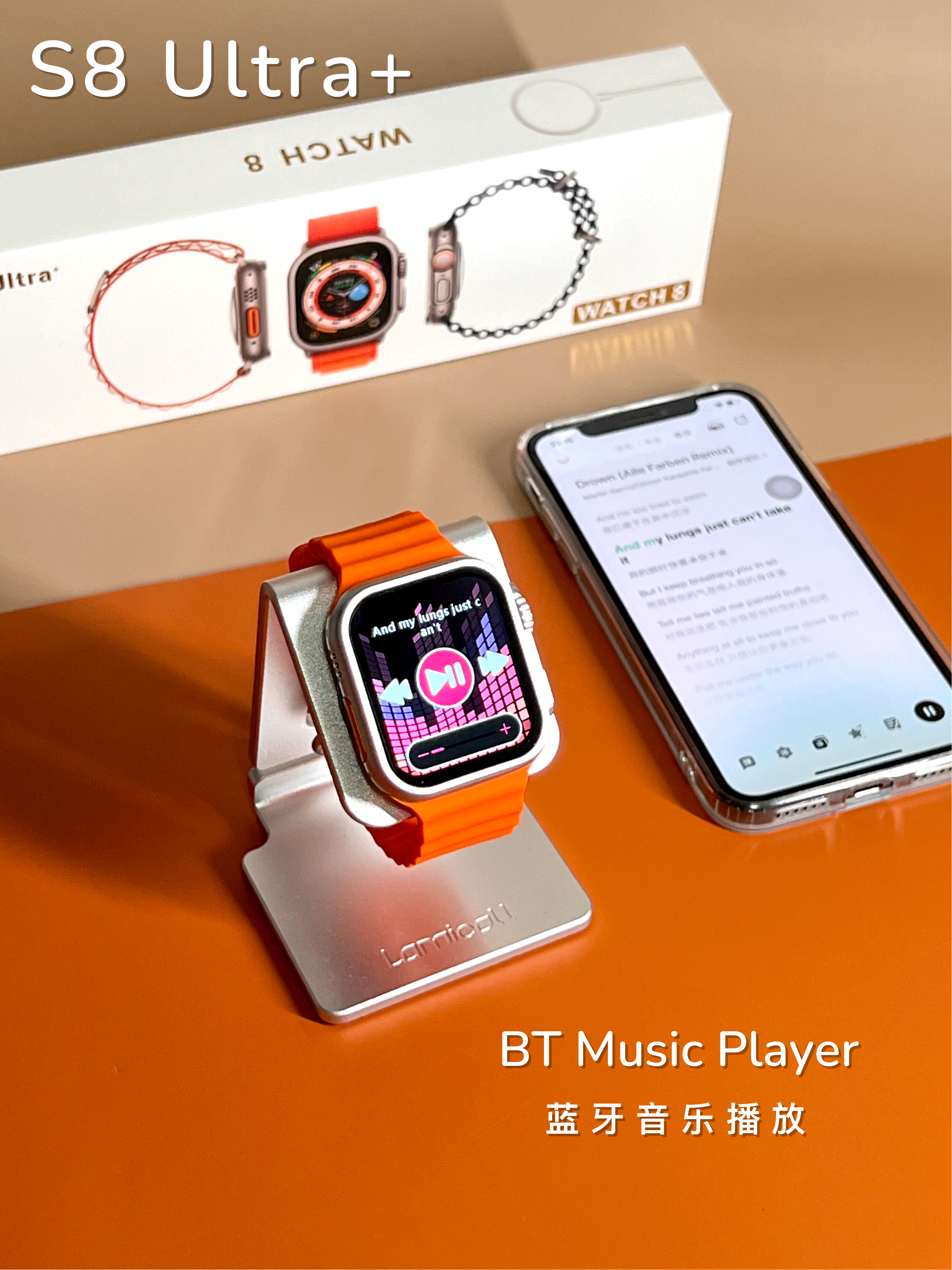 1.96inch Full Screen Square Dial Smartwatch M2 Wear Android Smart Bracelet