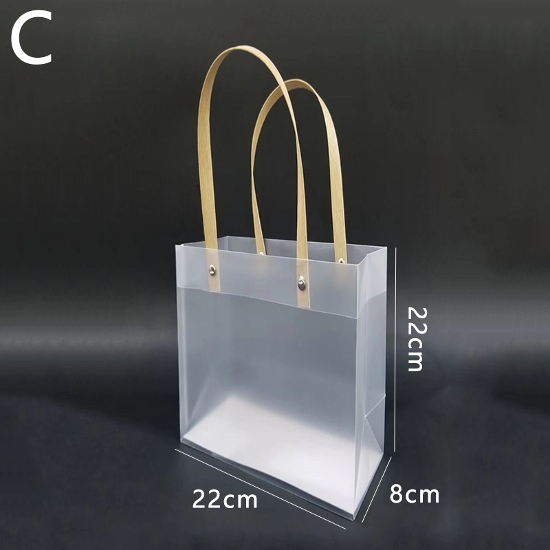 Frosted PP Bags Plastic Gift Bags With Handles Translucent Tote Gift Wrapping Flower Package Decoration Supplies