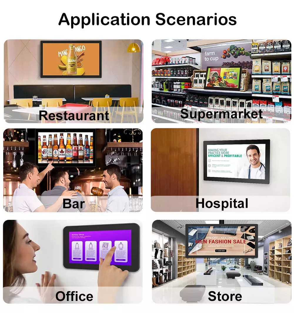 Wall Mount Interactive Digital Signage LCD display Android Network Digital Signage