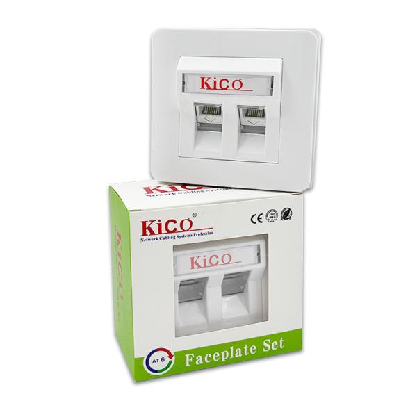 Kico Cat6 RJ45 2 Port Type 86*86 Network Faceplate Wall Faceplate With Keystone