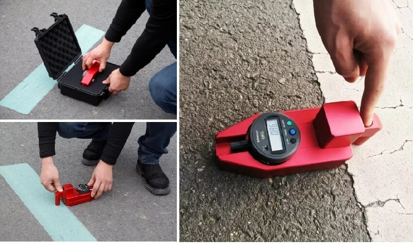 Anodized Aluminum Alloy Road Marking Thickness Gauge With Digital Display