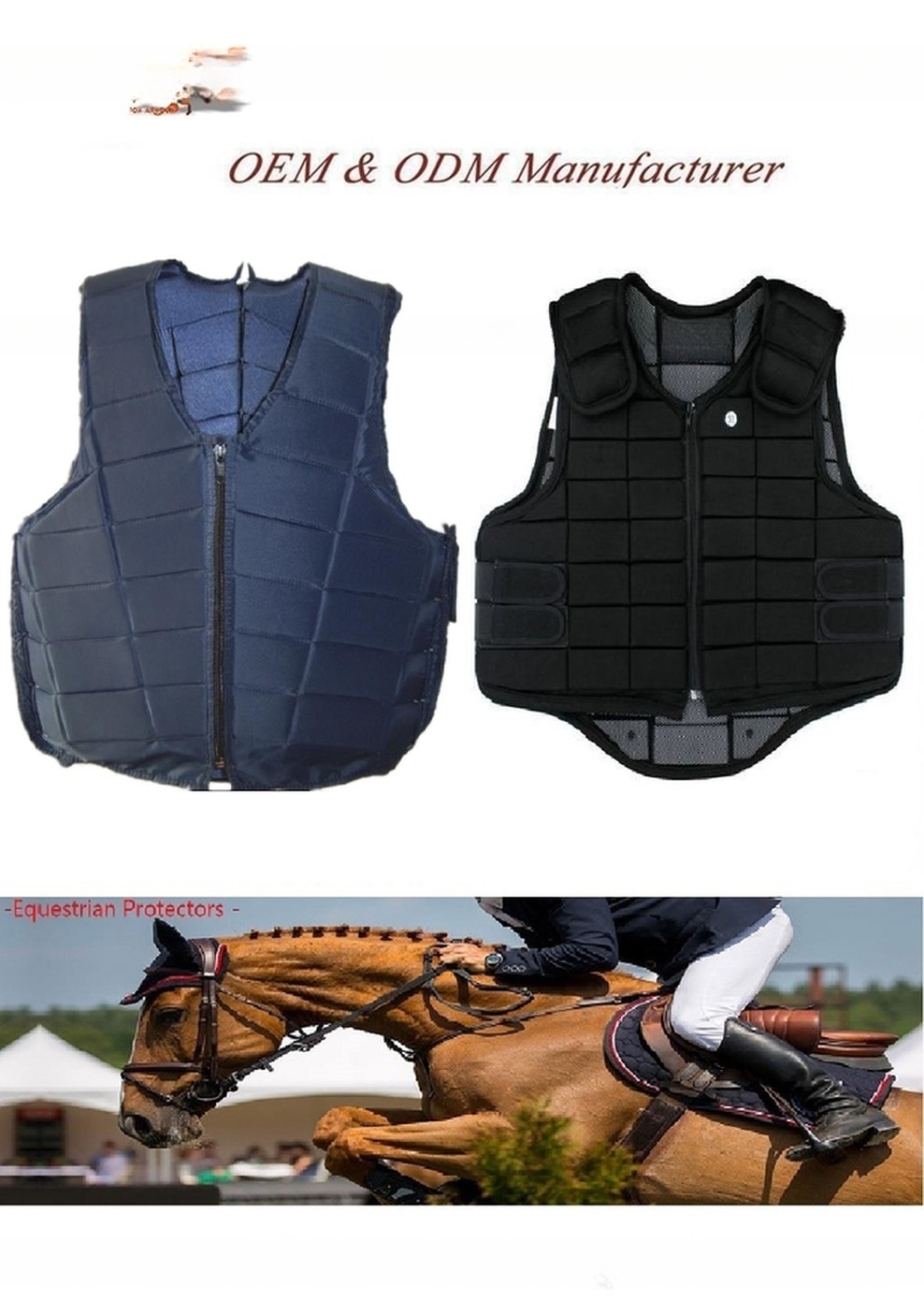 CE Certification Black Horse-Riders Body Vest for Lightweight Care and Protection