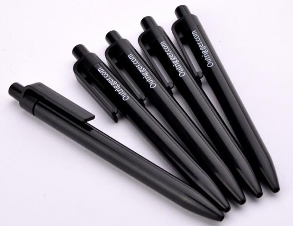 plastic black color click ballpoint pen,push style retractable gift logo