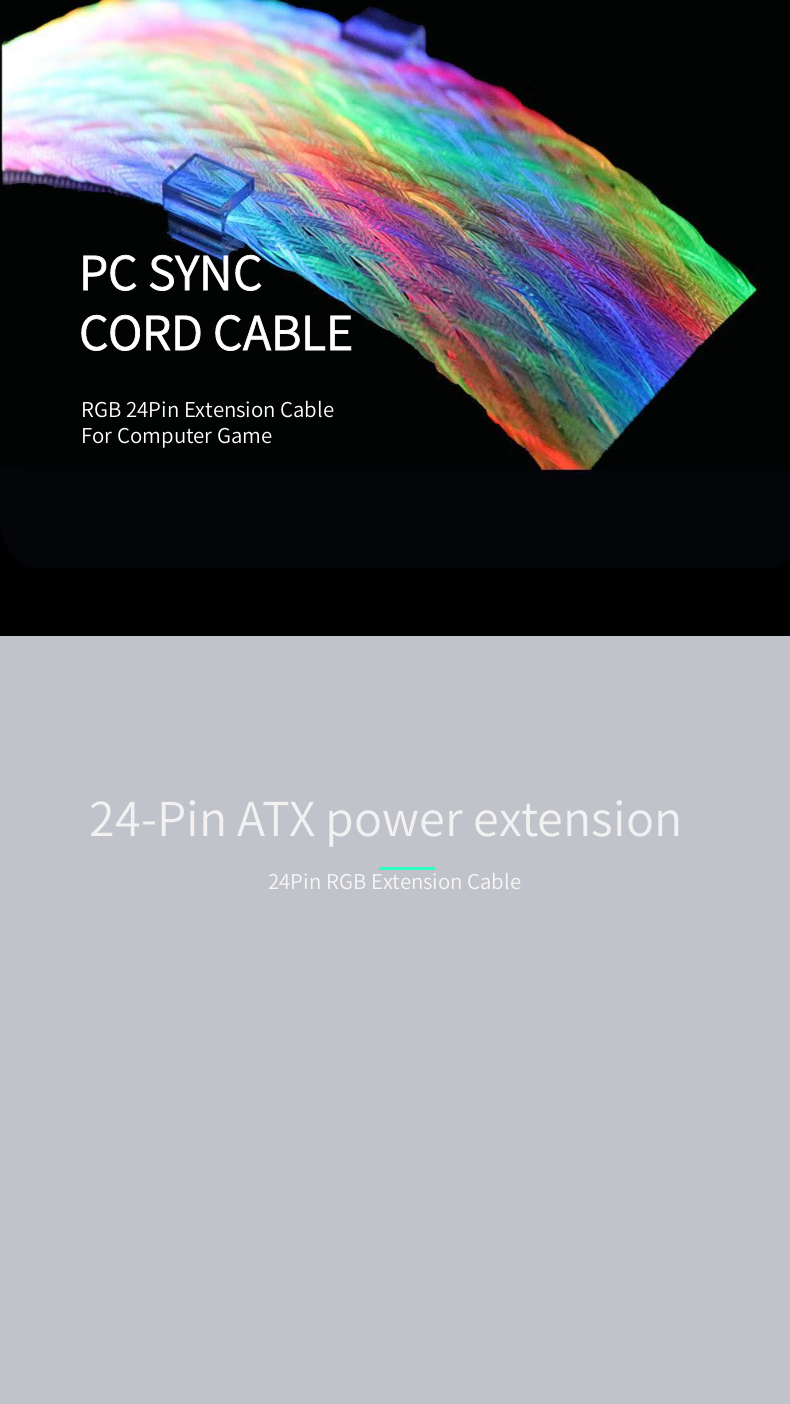 Gaming 24pin Cable Neon Flex RGB Led Strip Light Extension Cable Connector Wire 5V Power Adapter with ASynchronous