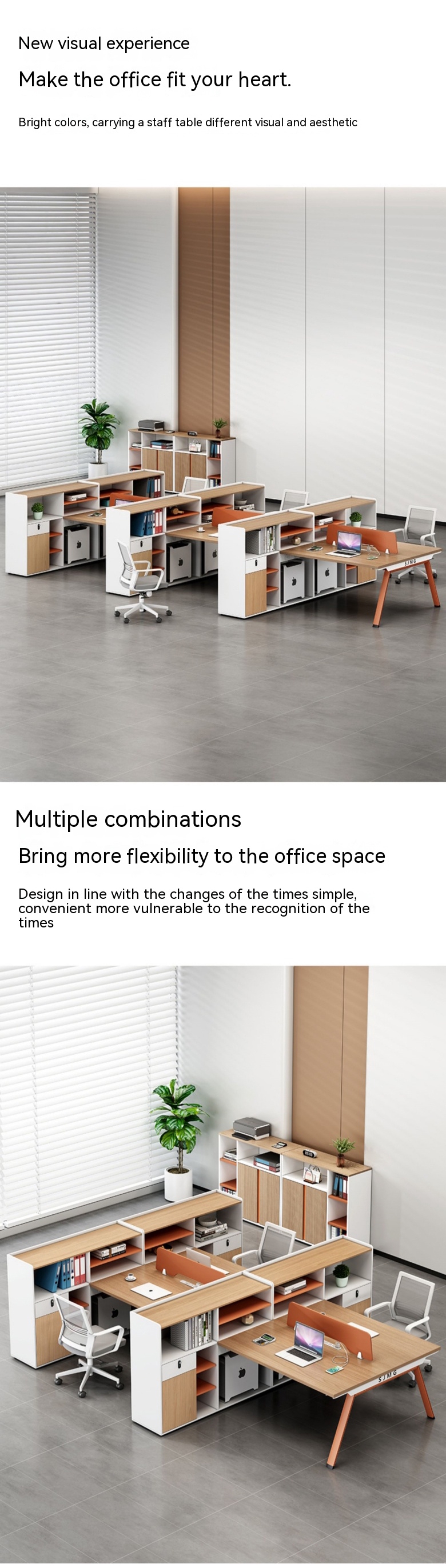 Simple Modern Staff Seat Work Table Office 6 Four 4 People Office Desk Style Modernity
