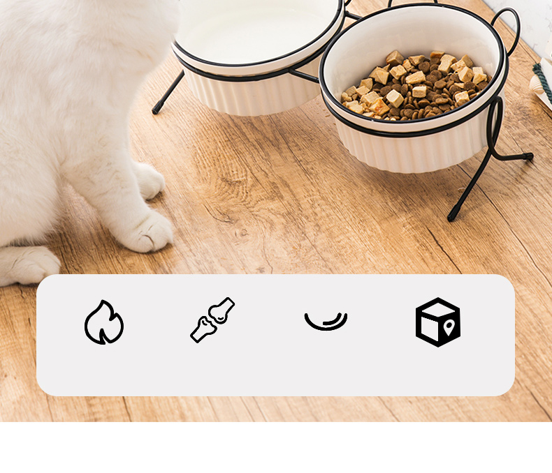 Custom Ceramic Custom Pet Bowls Feeders Rounded Shape With Shelf