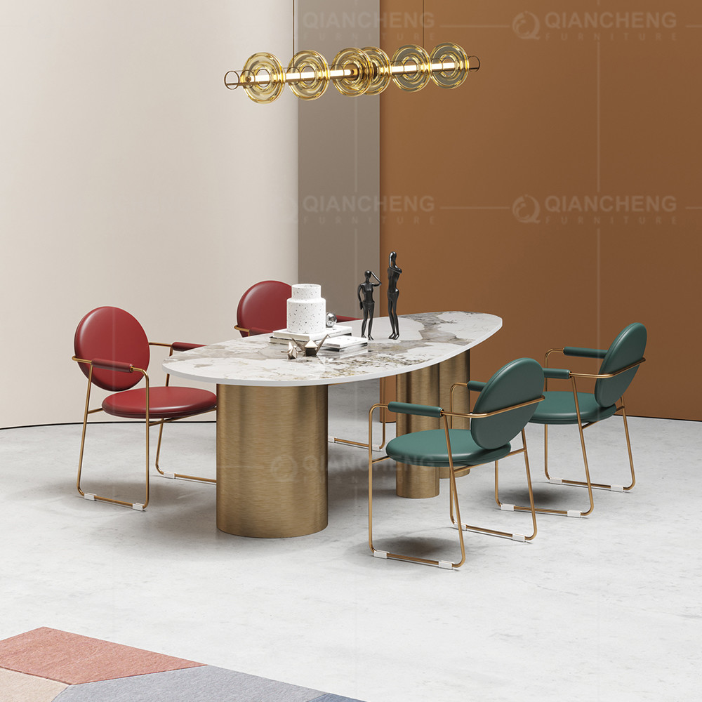 Uber Stylish 0.4CBM Luxury Marble Dining Table 8 Seater 1.2mm 201 Stainless Steel