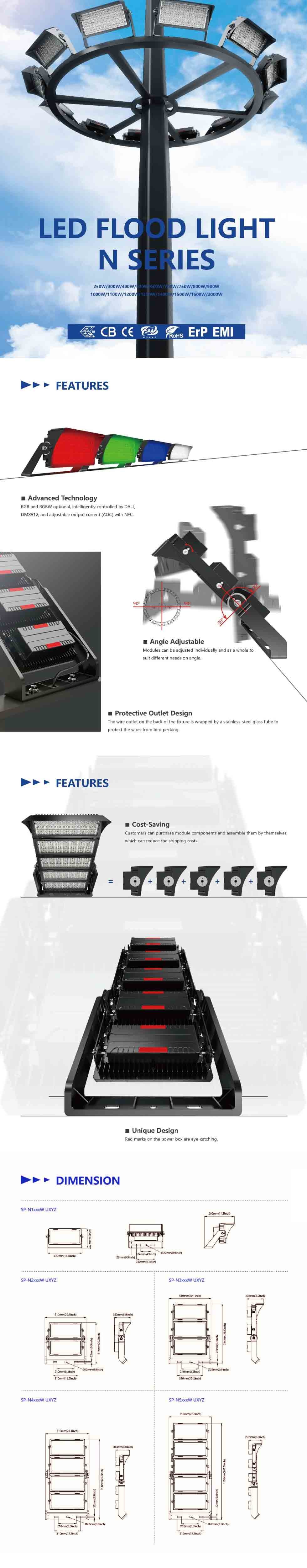 LED Waterproof Floodlight Outdoor Flood Light IP66 Stadium