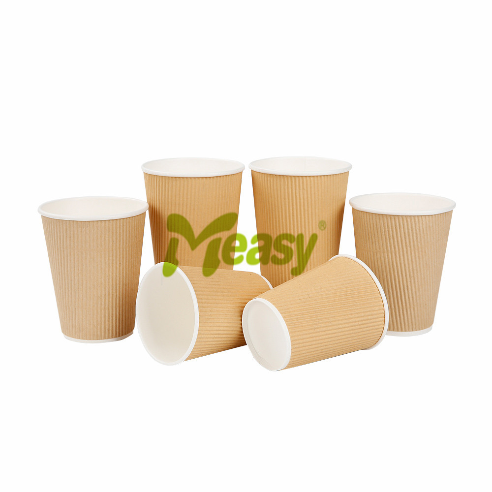 Large Capacity Ripple Paper Cups Skid-proof For Cappuccino / Latte