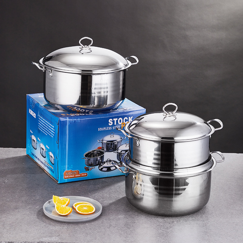 Multifunction Large Capacity Kitchen Cookware Pot 3 Pieces Stainless Steel Ollas Soup Pot Set Cookware Set