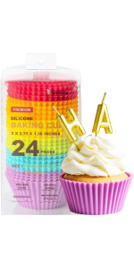Colored silicone cake cups