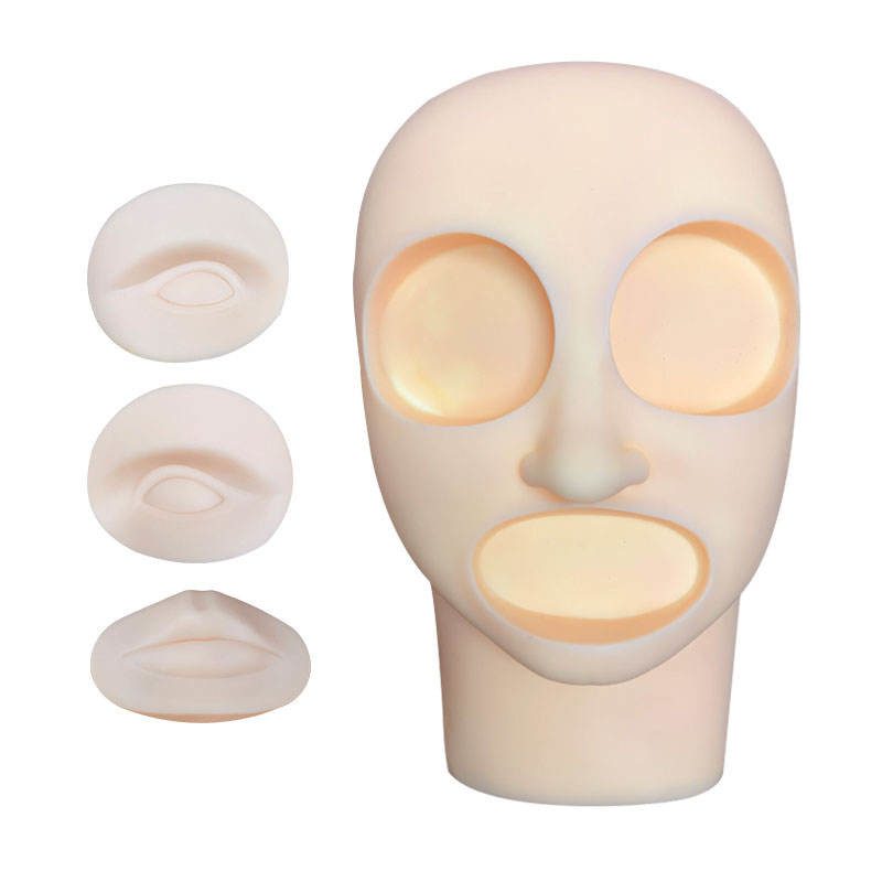 481g Reusable Rubber Permanent Makeup Practice Skin Mannequin Head For Tattoo Training
