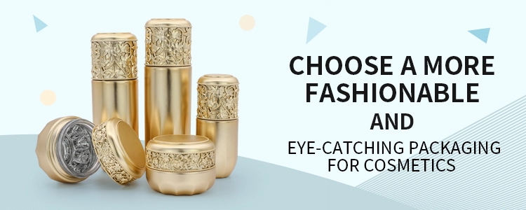 Round 30g 50g Glass Cosmetic Container Gold Stamping Embossment