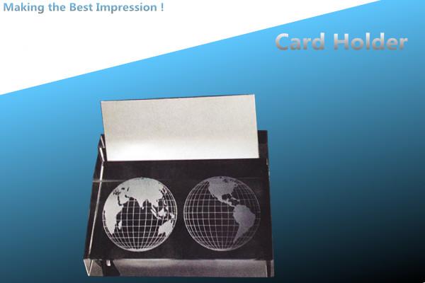 Quality crystal cube/card holder/crystal globe holder for sale