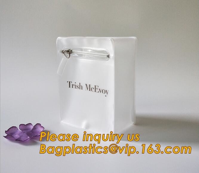 Plastic Bag OEM Custom PVC Loop Handle Image Printed Plastic Shopping Bag,Promotional Clear Waterproof Plastic Cosmetic