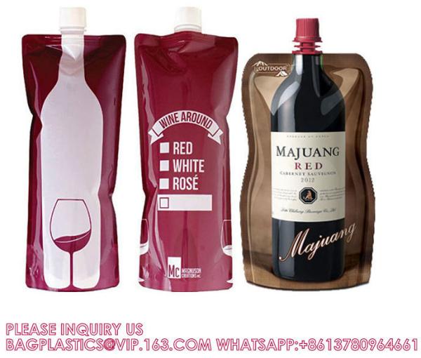 Foil Bag Red Wine Valve Doypack Spouted Bags Custom Biodegradable Kraft Paper