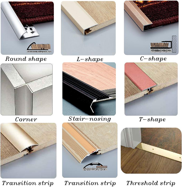 Aluminium Carpet Edge Trim Transition Connecting Trim For Interior Decoration