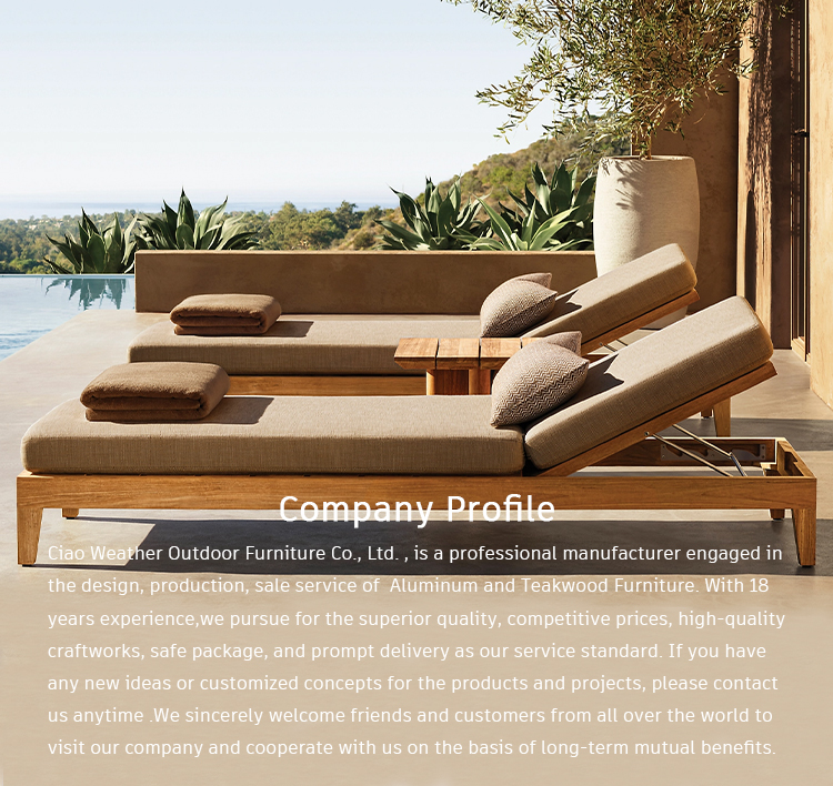 Modern Outdoor Furniture Outdoor Garden Teak Wood Chaise for Waterproof Villa Courtyard Beach Swimming Pool Lounge Chair