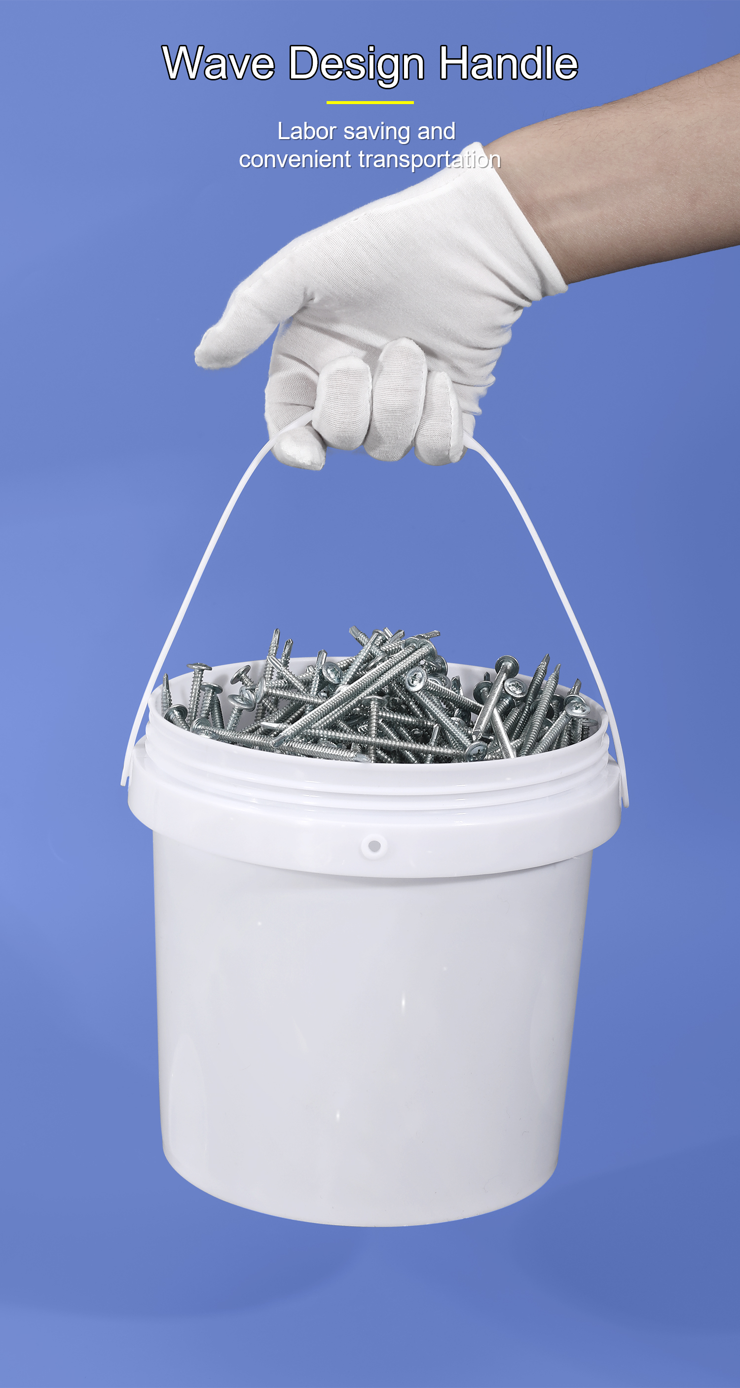 1L-50L White Thickened Round Pails Plastic Paint Buckets for Large Painting Projects