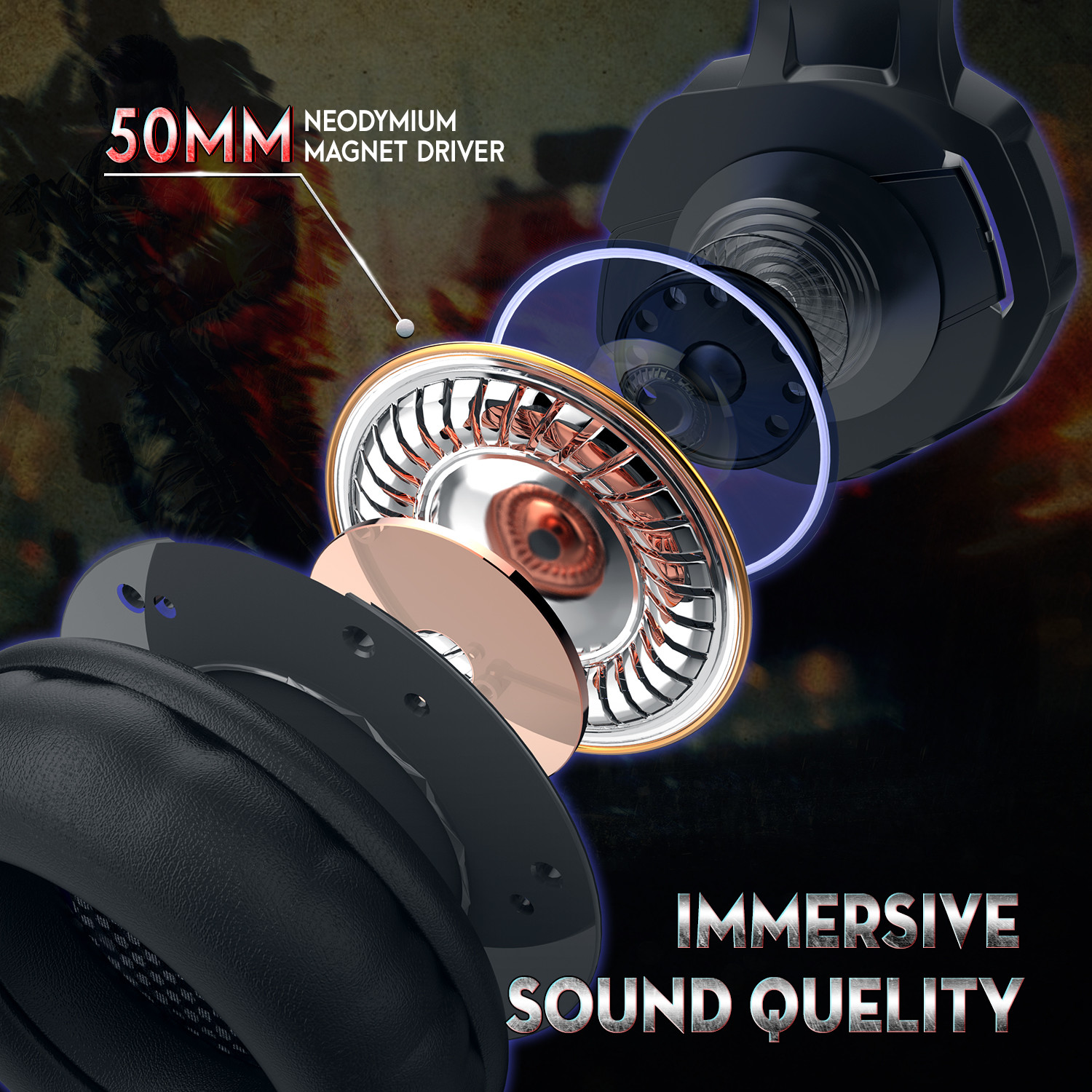 ONIKUMA New Model Wired Gaming Headset with Flexible Mic
