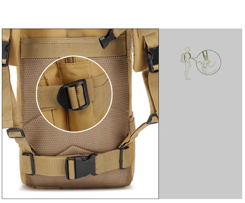 35L 900D Tactical Hiking Backpack Coyote Brown Double Stitched