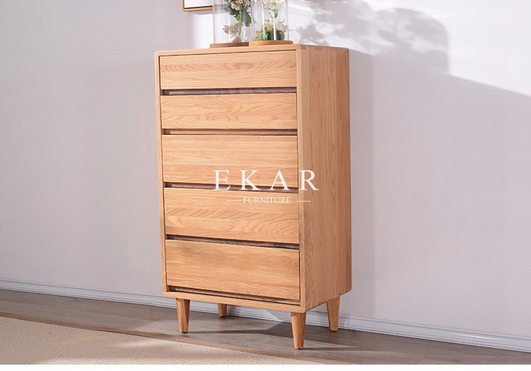 Chest Cabinet Solid Wood 5 Drawers Corner Table Europe Modern Style FL-B005-D