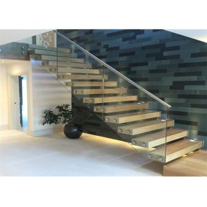 CE Certificated Floating Wood Stairs , Open Tread Oak Staircase No Smell