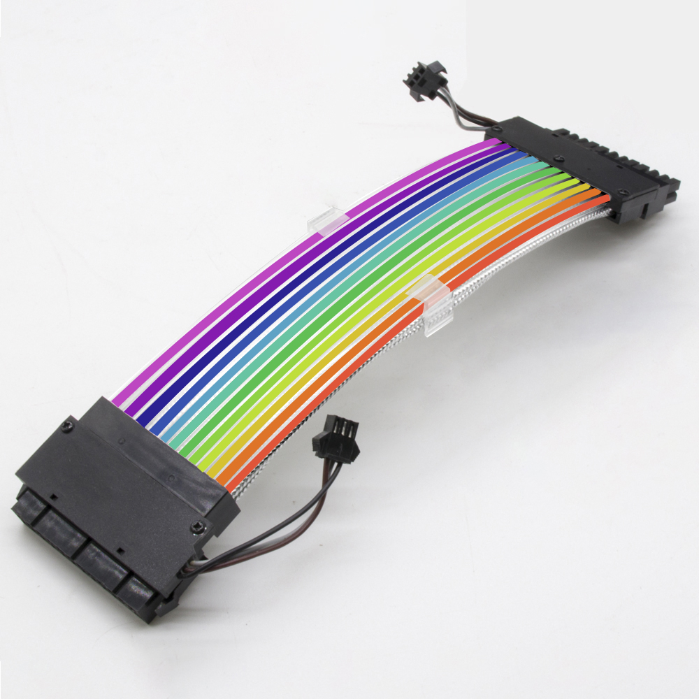 PSU Cable ARGB Two-Burner Lamp Platoon Style Extension Sleeved Cable Kit Custom Power Supply For Computer Gaming Case(24-Pin)