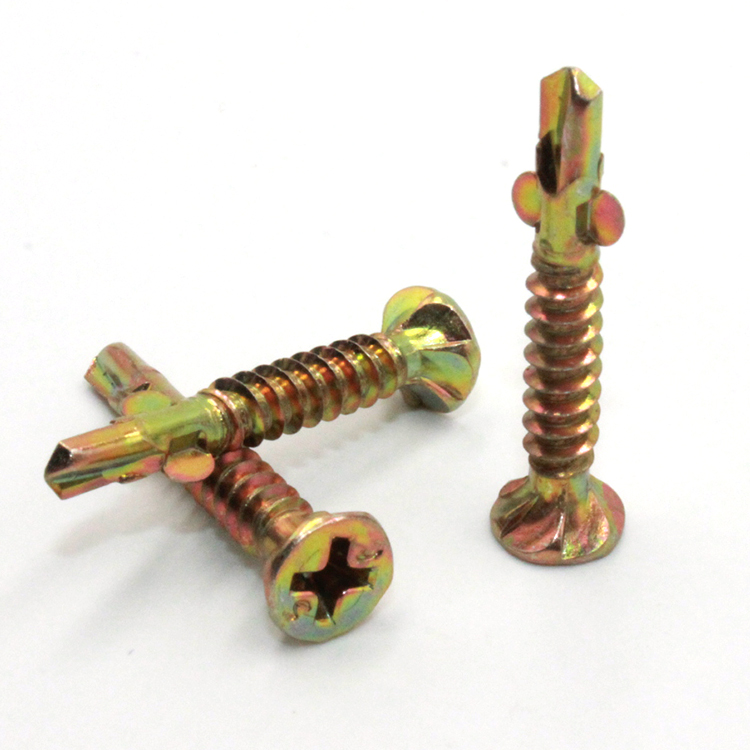 Steel Zinc Plated Phillips Flat Head Self Drilling Screws with 2 Ears CSK Head Design