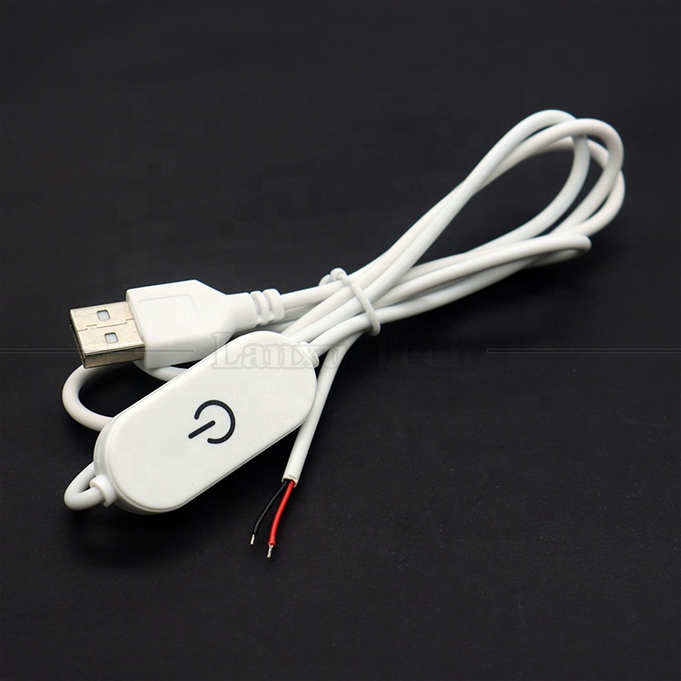 5V Touch Switch ON OFF Controller Stepless USB to Open Wires End Cable LED Dimmer for Led Strip Light Lamp