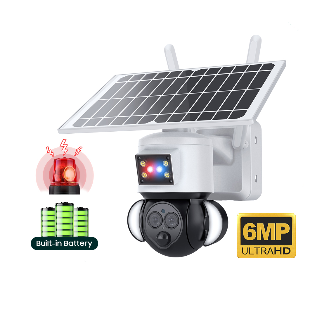 4mm 12mm Lens 6MP 12X ZOOM Day and Night Conversion Floodlight Solar Battery Camera