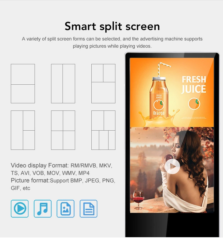 55 Inch Floor Stand Display Totem Digital Signage LCD Advertising Kiosk Shopping Mall Advertisement Display Screen LCD