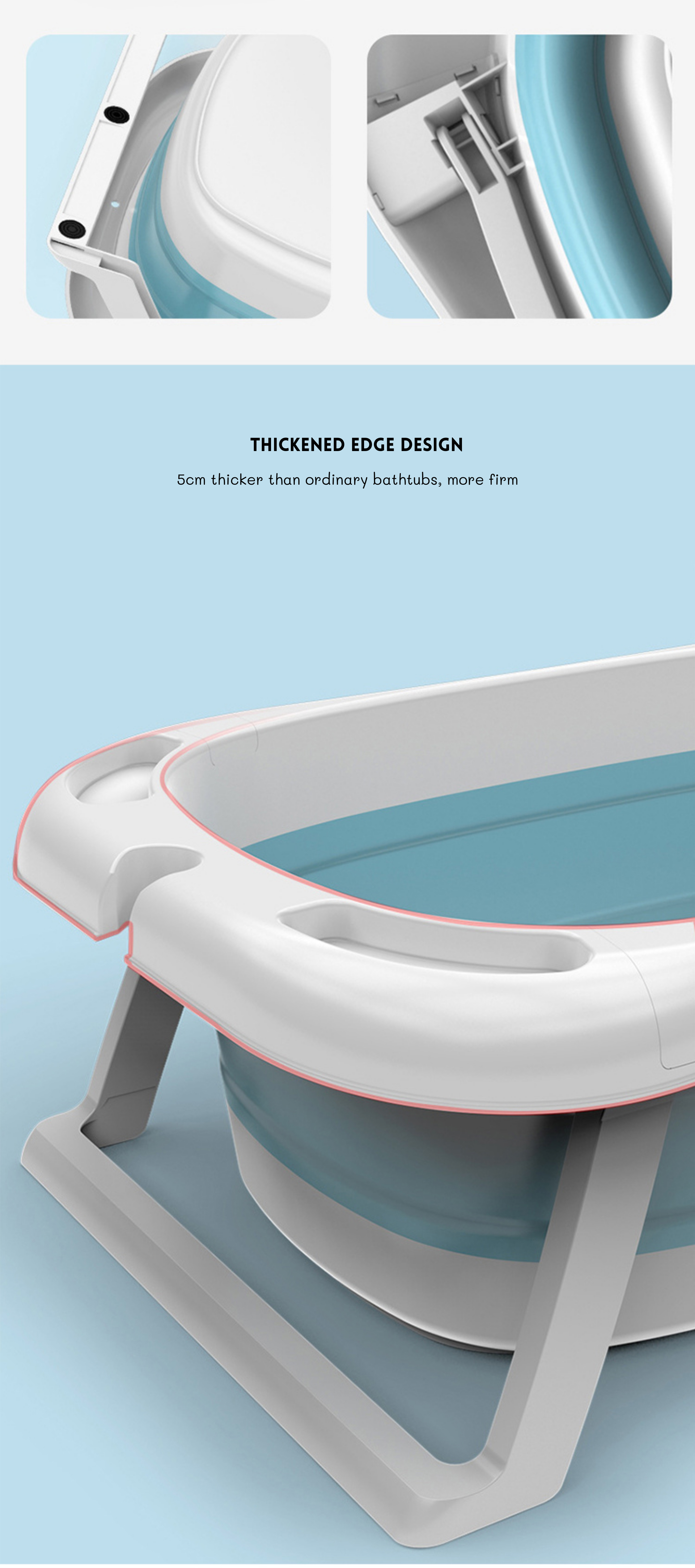 Household Kids Portable Fold Up Bath Tub With Thermometer And Shower
