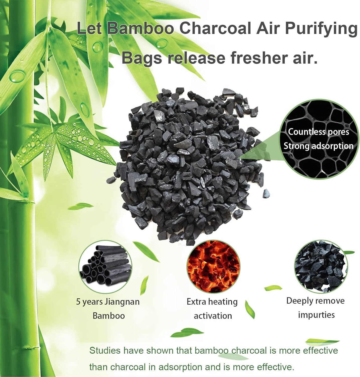 50g*20 Pack Bamboo Charcoal Air Purifying Bags for Fresh and Odor-Free Environment