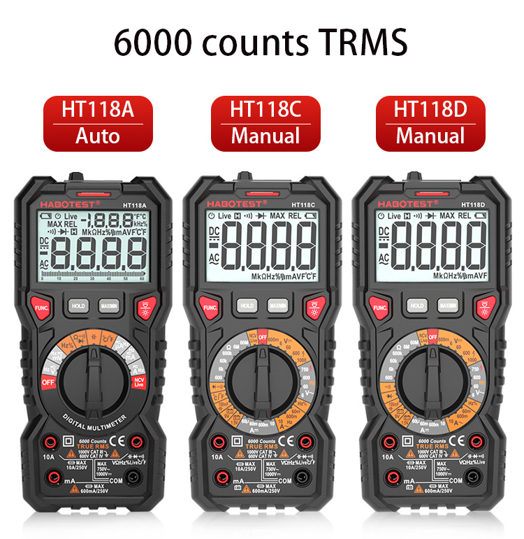 HIgh Accuracy Capacitance Frequency Temperature AC DC 1000V Digital Multimeter with CE