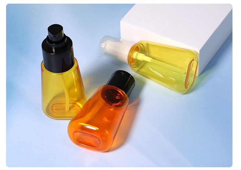 PET Luxury Cosmetic Bottle Clear Empty Hair Oil Bottle 70ml With Hot Stamping Logo Printing