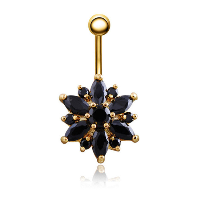 Newest flower shaped navel ring zircon belly button ring piercing jewelry