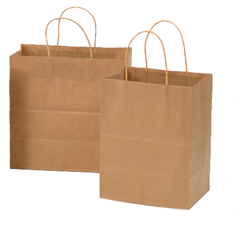 Varnished Kraft Paper Gift Box Bag With Handles Food Delivery Customized