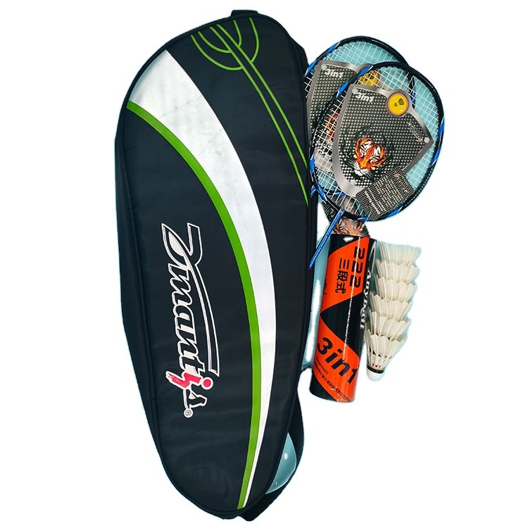 Pu Grip Badminton Racket Set Carbon Fibre Badminton Racquets With 6pcs