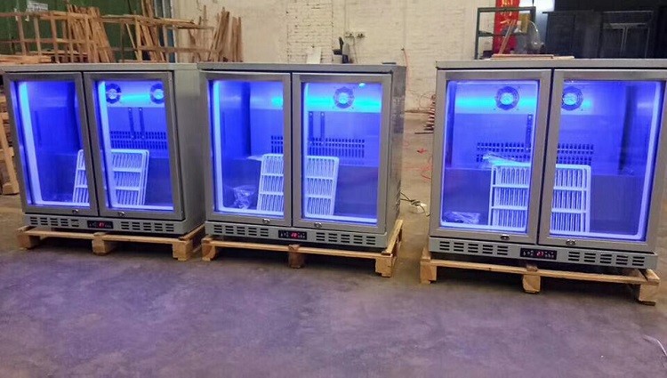 Double Doors Back Bar Refrigerator For Beverage Cooling Bottom Mount Type
